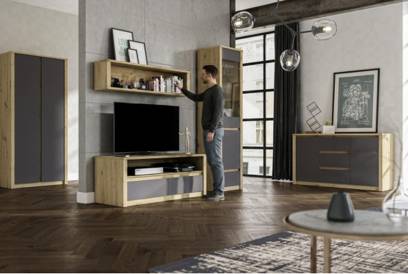 Wall units, sideboard, lowboard, side cabinet, living room sideboard, shelf 5-piece set