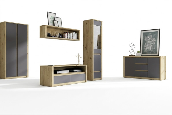 Wall units, sideboard, lowboard, side cabinet, living room sideboard, shelf 5-piece set