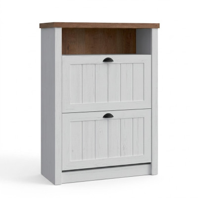 Shoe cabinet 2 compartments white - shoe rack shoe stand shoes hallway shelves country house