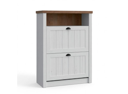 Shoe cabinet 2 compartments white - shoe rack shoe stand shoes hallway shelves country house