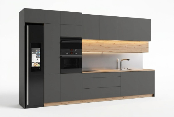 Modern kitchen line kitchen cabinet design furniture custom kitchen unit gray