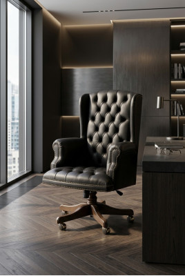 Classic swivel chair on wheels, office chair for the boss, Italian new.