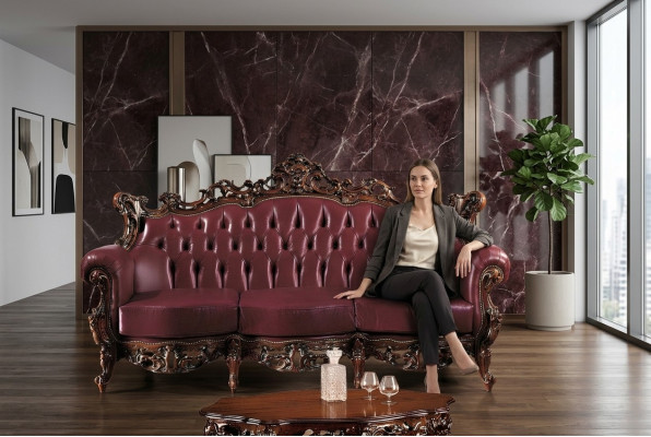Chesterfield 3-seater couch leather sofa luxury design Italian furniture
