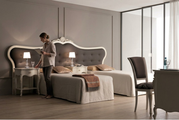 Hotel furnishings 2x beds design modern bedroom luxury furniture 2-piece set