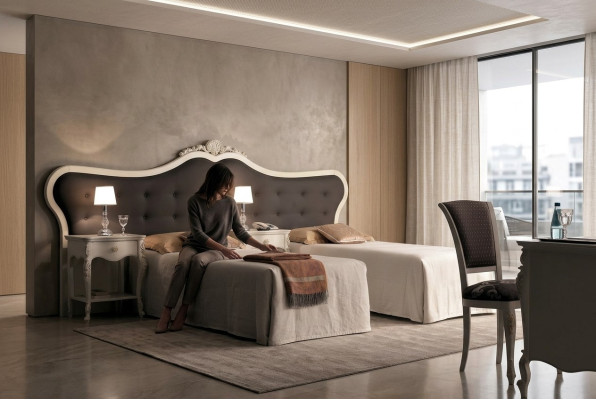 Hotel furnishings 2x beds + bedside table design modern luxury furniture 3-piece set