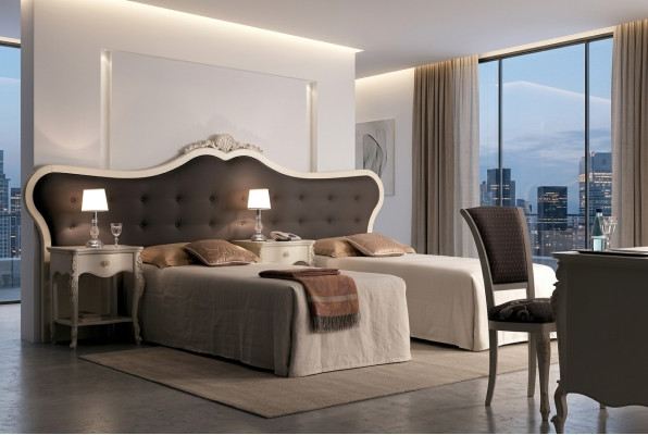 Hotel furnishings 2x beds + bedside table design modern luxury furniture 3-piece set