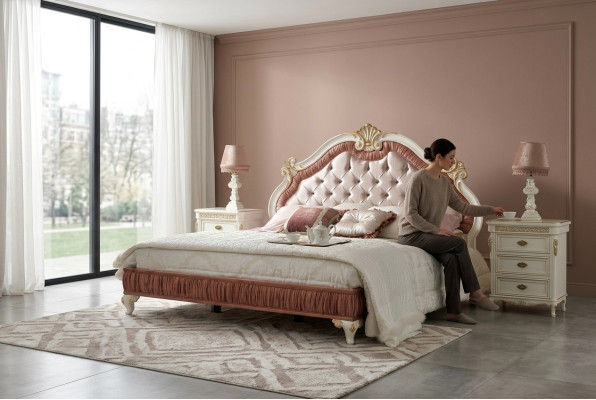 Modern design luxury bed furniture new bed 2x nightstands 3 pcs. bedroom set