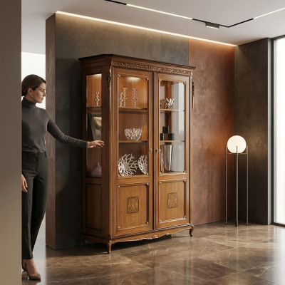 Showcase glass cabinet solid wood display case living room furniture sideboard solid wood
