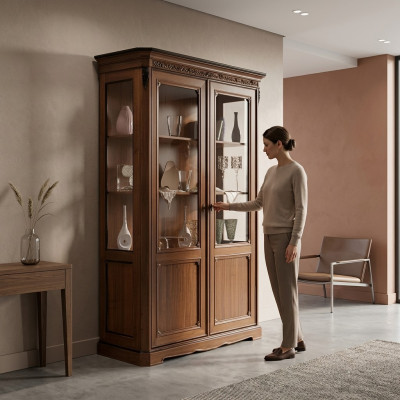 Showcase Wood Luxury Cabinets Classic Sideboard Design Furniture Italian Brown
