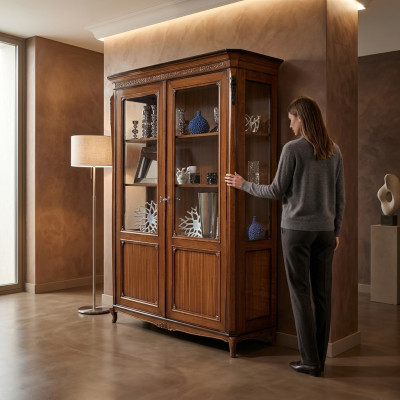 Furniture wood brown display cabinet chic display cabinet Italian furniture classic