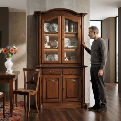 Wooden display cabinet glass cupboard solid wood sideboard display cabinet living room furniture massive