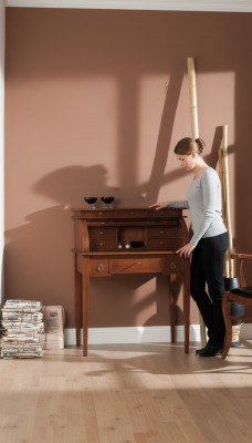 Work Desk Secretary Office Furniture Solid Wood Secretary Table Desk Brown