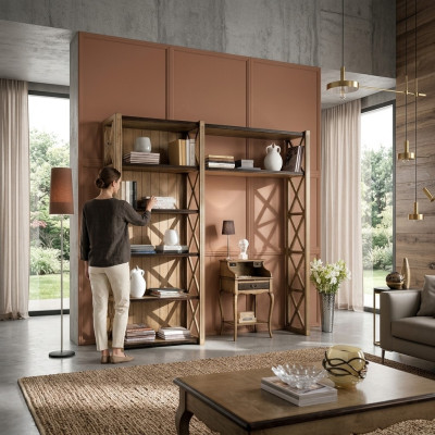 Bookshelf Table Cabinet Wardrobe 2-piece Office Furniture Solid Wood Desk