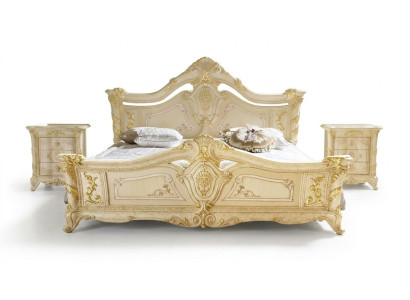 Bedroom set design Art Deco luxury beds bed nightstand 3-piece set.