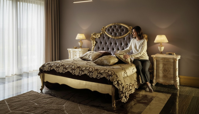 Classic bed luxury beds Chesterfield bedroom hotel baroque furniture new