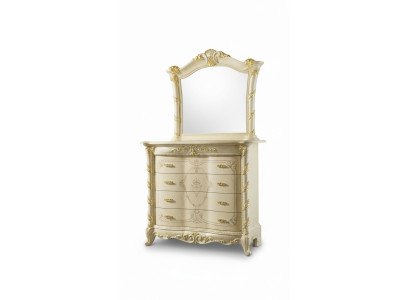 Chest of Drawers Set Italian Furniture 2-Piece Solid Wood Chest of Drawers with Mirror Sideboard