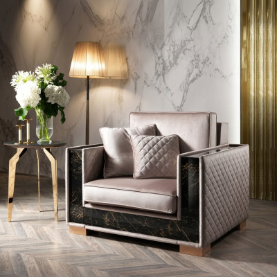 Designer textile upholstered single-seater cushion seat couches new armchair 120x102cm couch