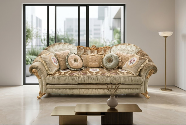 Baroque Rococo 3-seater couch textile sofa luxury design Italian furniture