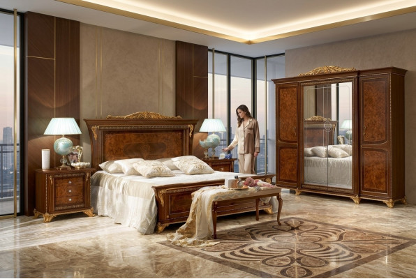 Luxury Group Set New Bed 2x Nightstand 3-piece Bedroom Set