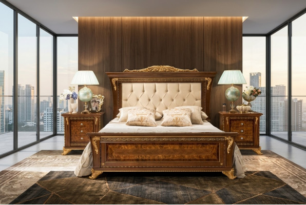 Bed Design 2x Nightstands 3-Piece Bedroom Set Furniture Classic Beds