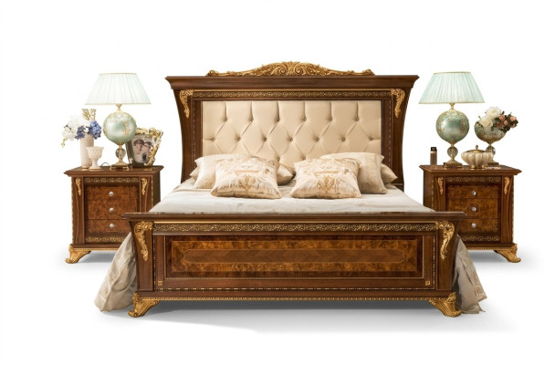 Bed Design 2x Nightstands 3-Piece Bedroom Set Furniture Classic Beds