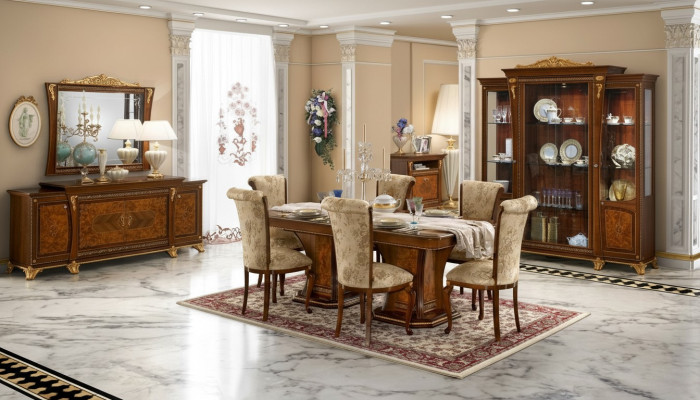 Living Room Set Display Cabinet Table 6x Chair Sideboard Mirror Baroque New 10-piece set.