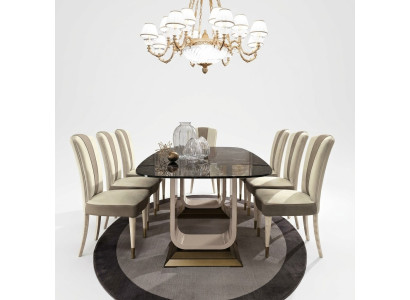 Dining Room Set Ensemble 6x Chairs Dining Table Group Dining Set Display Cabinet Table 7-piece