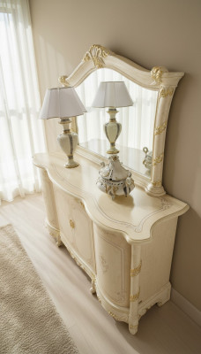 Dresser Mirror Stool Complete Set Dresser Bedroom Furniture 2-piece Console New