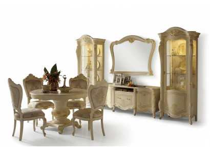 Living room cabinet set 4-piece. Wall unit wood 2x display cabinet living room complete set