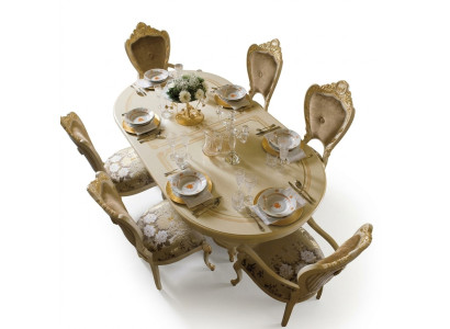 Design dining room set wooden furniture 2x armchairs 4x chairs 7-piece.