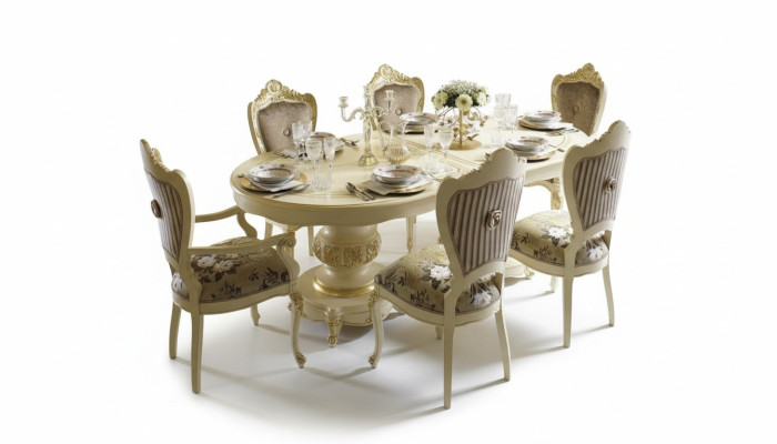 Set of wooden furniture: 2x chairs with armrests, 4x chairs, table, new dining room set, 7 pieces