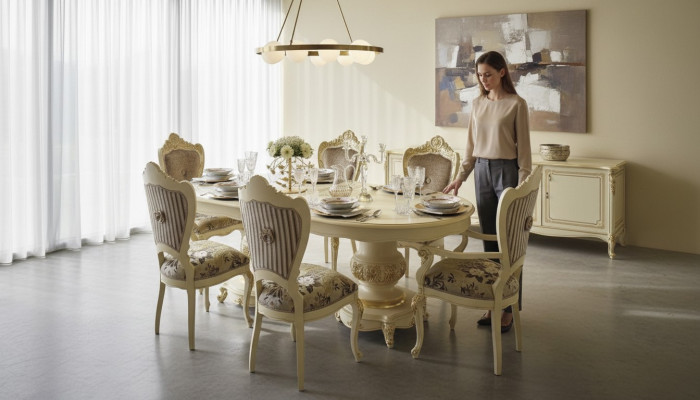 Dining room, living room, dining tables, tables, table, furniture, dining table, natural wood, retro style