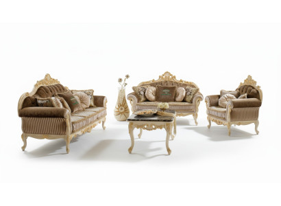 Sofa Couch Velvet Upholstery Seat 3+2 Seater Set Design Wood Sofas Italian