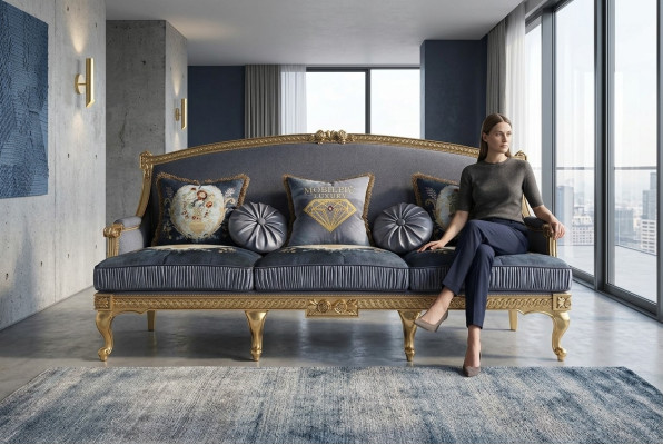 Design couch cushions sofa sofas 3-seat three-seater fabric sofa living room Italy