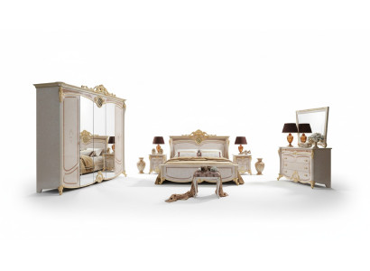 Design bedroom complete set bed nightstand dresser new Italian 6-piece set.
