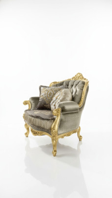 Armchair Relax Fabric Lounge Club Upholstery Design Couch Sofa Seat Luxury Gold New
