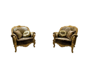 Designer armchair upholstered sofa 1 seater wood textile armchair club lounge furniture