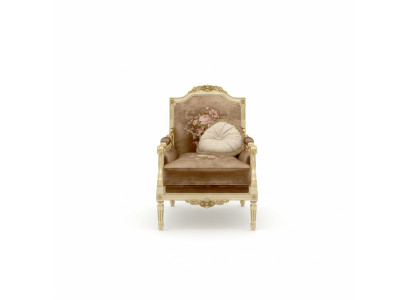 Classic designer armchair made of wood with carved details