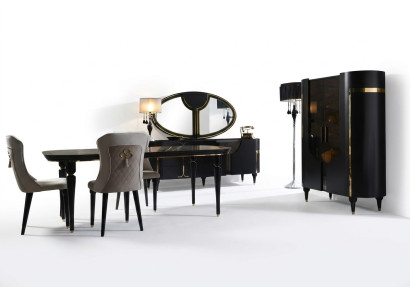 Table set furniture dining table 4 chairs luxury style furniture chair group sideboard 8-piece