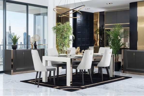 Design Luxury Dining Room Tables Italian Furniture Table Armchair 6x Chairs New