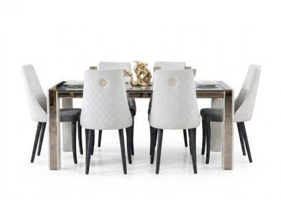 Upholstery Textile Fabric Dining Set Complete Design Armchair 6x Chairs