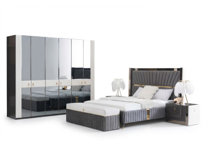 Bedroom complete set bed nightstand stool 5-piece design wooden furniture sets new