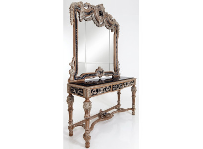 Wall mirror country style console dressing table with mirror console table brown