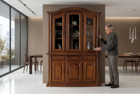 Solid Wood Display Cabinet Living Room Furniture Sideboard Massive Wood Glass Cabinet