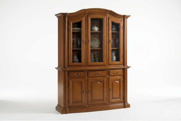 Solid Wood Display Cabinet Living Room Furniture Sideboard Massive Wood Glass Cabinet