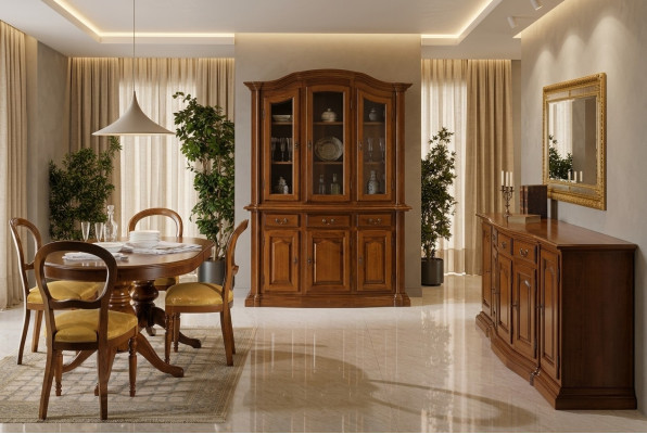 Design Dining Room Set Suite 7-piece Wood Furniture Sideboard 4x Chair Table Cabinet New