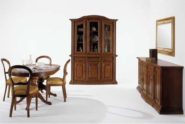 Design Dining Room Set Suite 7-piece Wood Furniture Sideboard 4x Chair Table Cabinet New