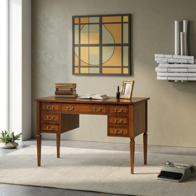 Desk and chair made of wood with armrests bookshelf office furniture design new