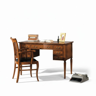 Desk and chair made of wood with armrests bookshelf office furniture design new