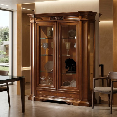Showcase Sideboard Display Cabinets Luxury Glass Cabinet Wardrobes Brown Wood Design Furniture